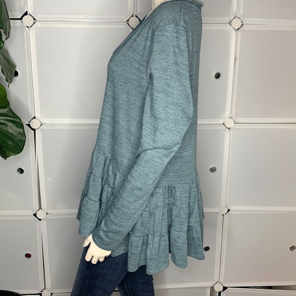 Anthropologie Deletta Teal Thea Tiered Ruffle Top Size Large - Picture 7 of 10
